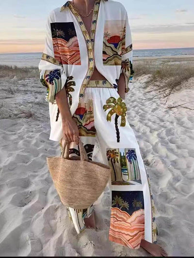Noa™ - Einzigartiges Schlabberhosen-Set mit Palmenprint