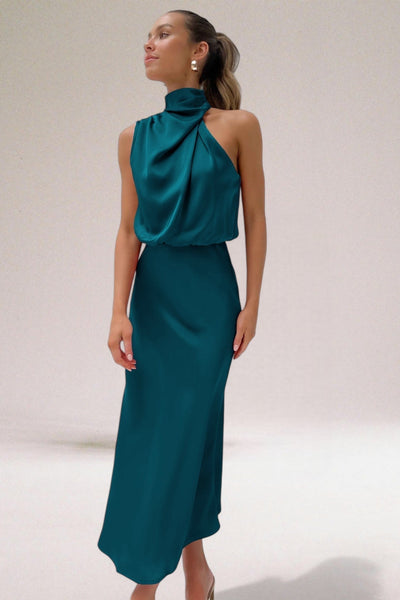 Lou™ - Glamouröses Satinkleid mit Neckholder