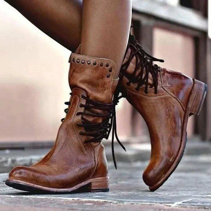 Florentine™ - Stylische Lederstiefel mit Schnürsenkeln