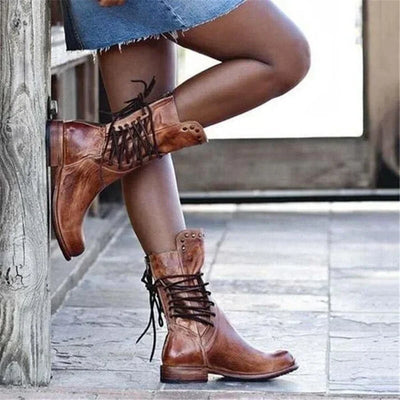 Florentine™ - Stylische Lederstiefel mit Schnürsenkeln