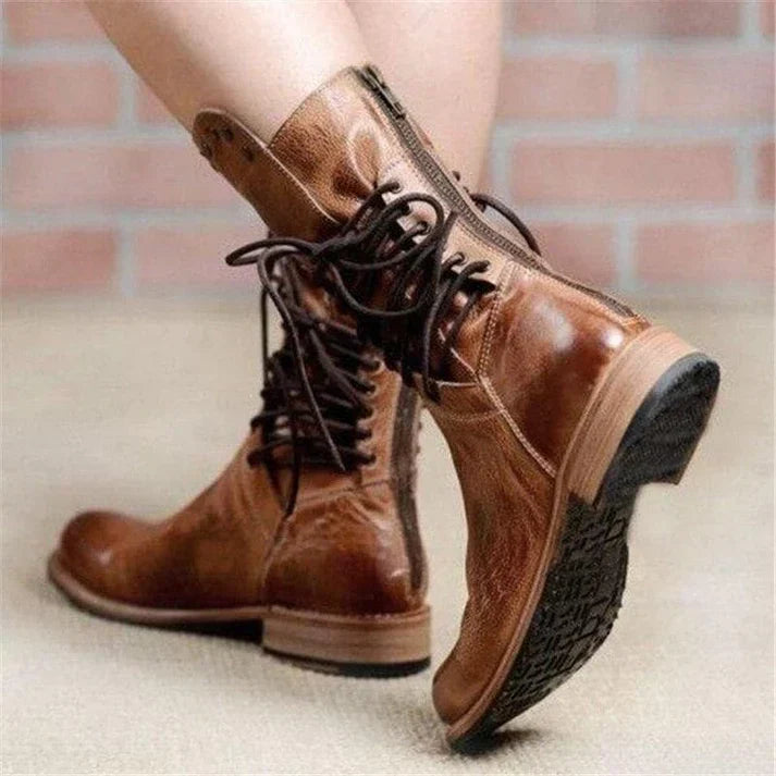 Florentine™ - Stylische Lederstiefel mit Schnürsenkeln