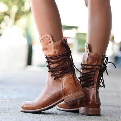 Florentine™ - Stylische Lederstiefel mit Schnürsenkeln