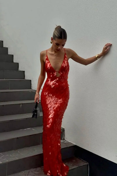 Kalea™ - Pailletten Maxi Langes Kleid