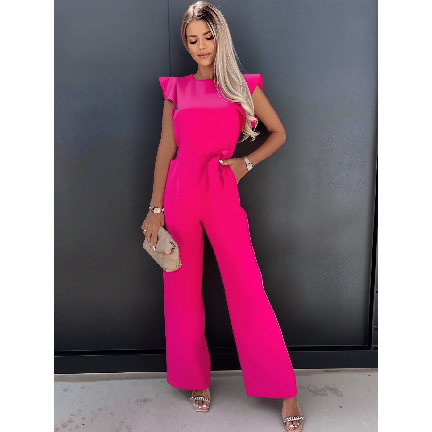 Jutta™ - Eleganter Jumpsuit mit Schleife an der Taille und Schmetterlingsärmeln