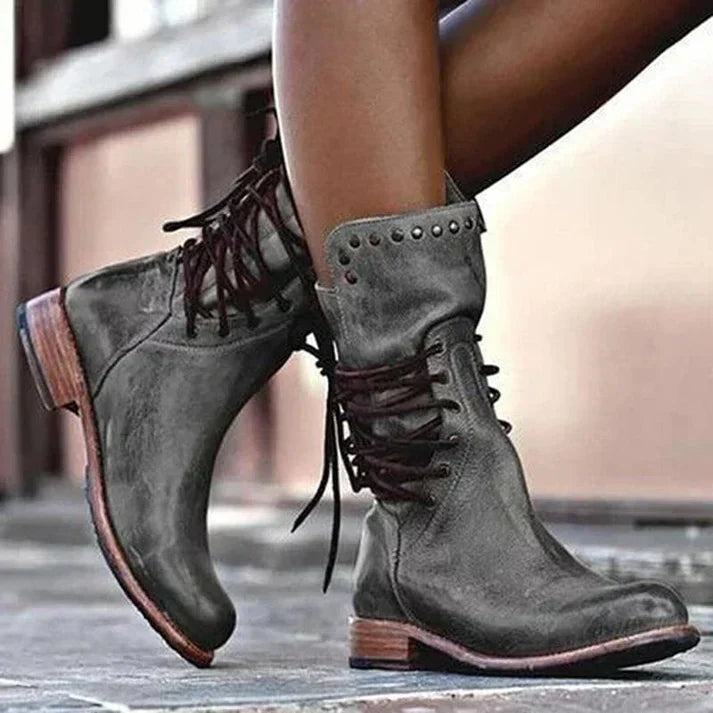 Lacey™ - Stilvolle Lederstiefel mit Schnürung