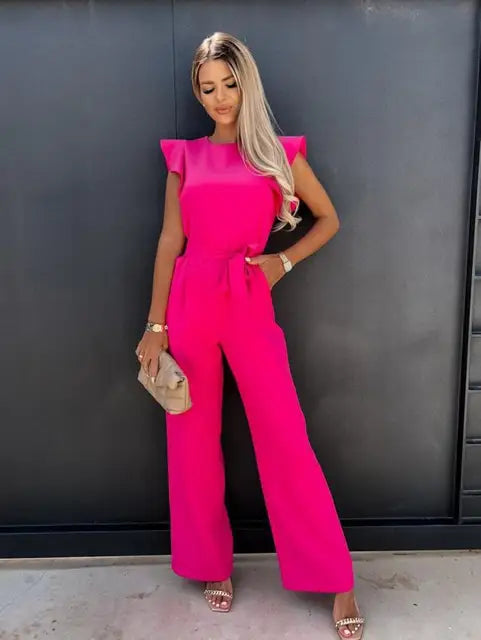 Nontokozo™ - Eleganter Jumpsuit mit Rüschen und Gürtel