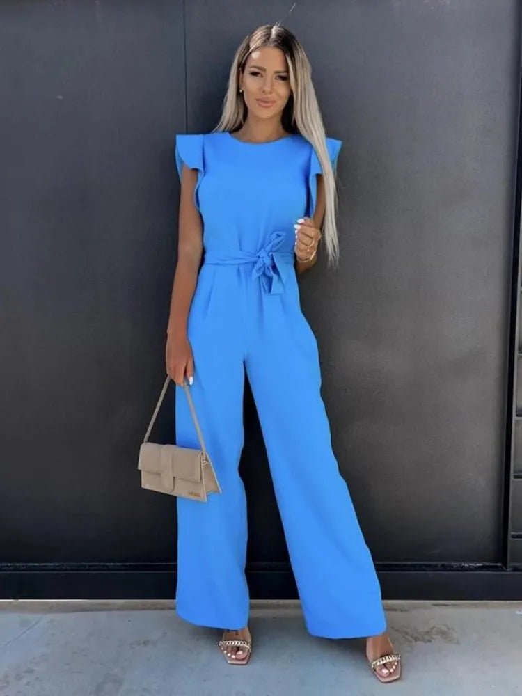 Nontokozo™ - Eleganter Jumpsuit mit Rüschen und Gürtel