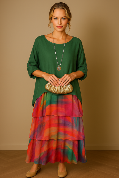 Caroline™ -  Lockeres Maxikleid mit Rundhalsausschnitt