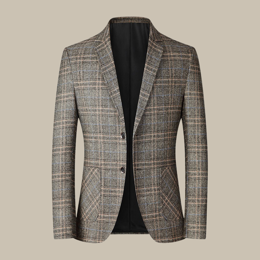 Herren - Klassischer karierter Vintage-Blazer mit Knopfverschluss für Herren