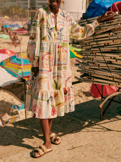 Elina™ - Leinen Sommer Print Kleid