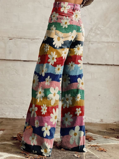 Katherine™ - Retro Blumen Weite Hose