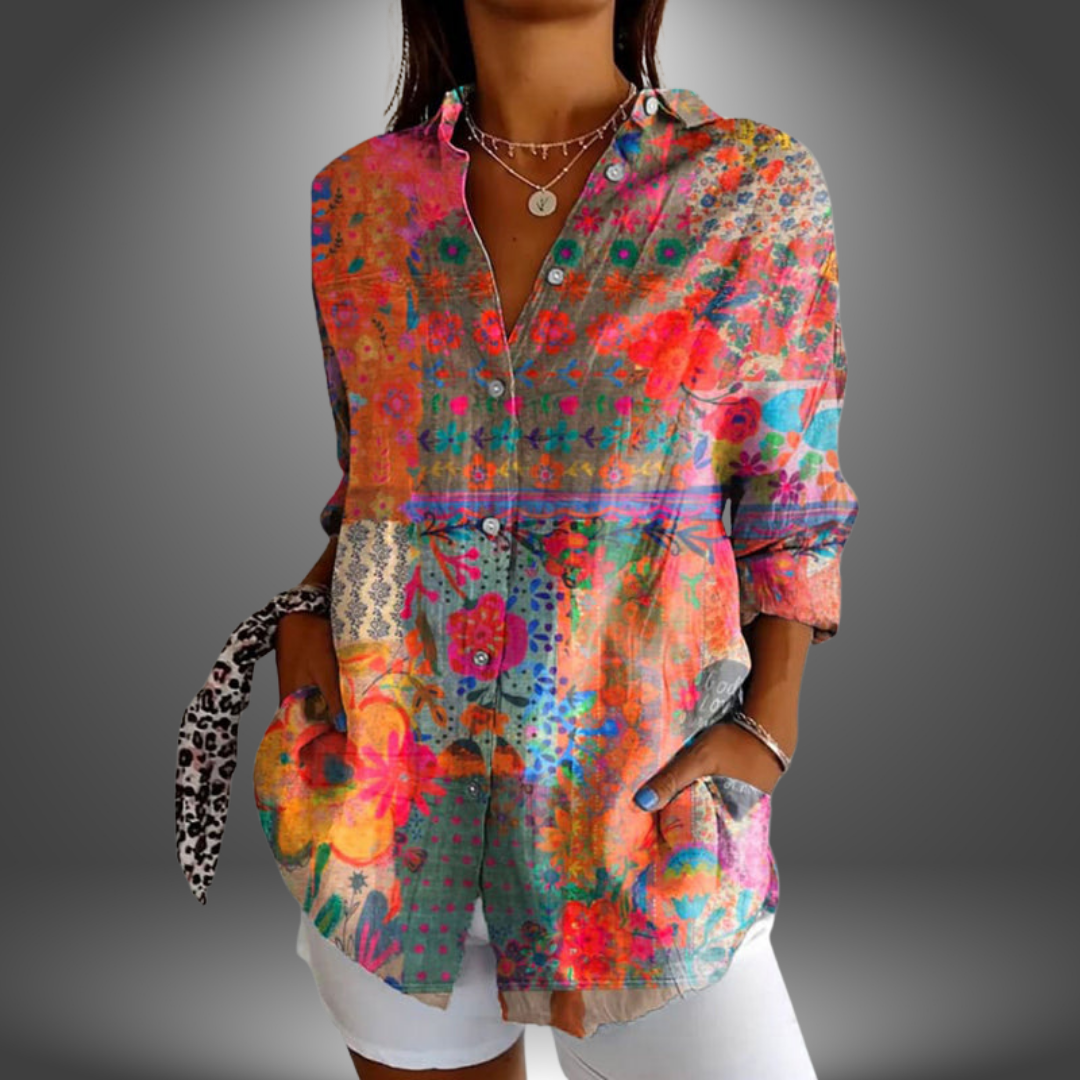 Jyla™ - Bunte bedruckte Boho-Bluse
