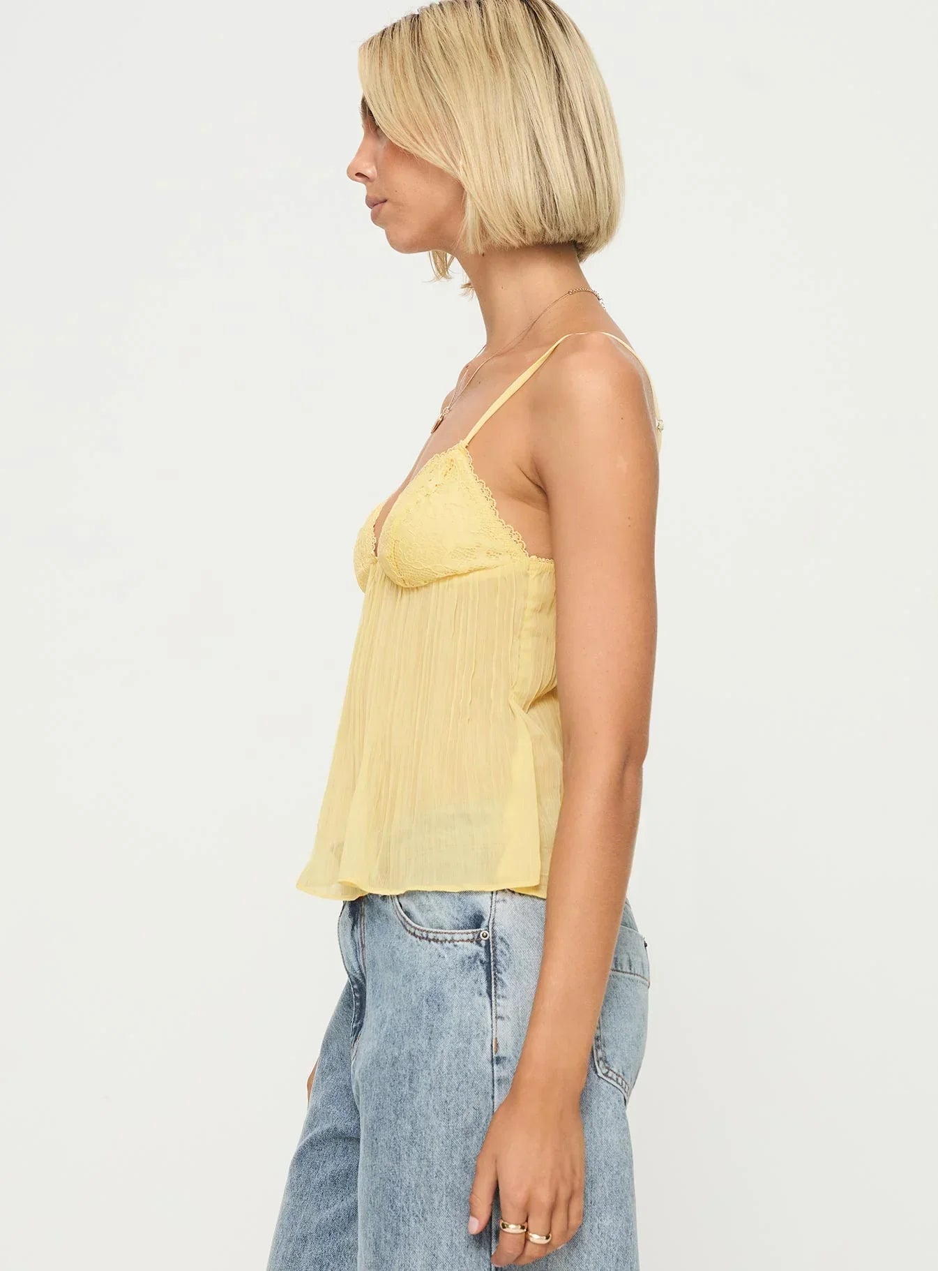 Lina™ - Plissiertes Top aus Spitze - Zartgelb