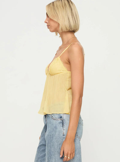 Lina™ - Plissiertes Top aus Spitze - Zartgelb