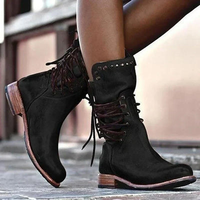 Florentine™ - Stylische Lederstiefel mit Schnürsenkeln