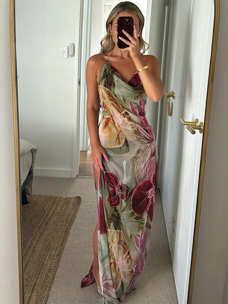 Isla™ - Rückenfreies Chiffon-Maxikleid