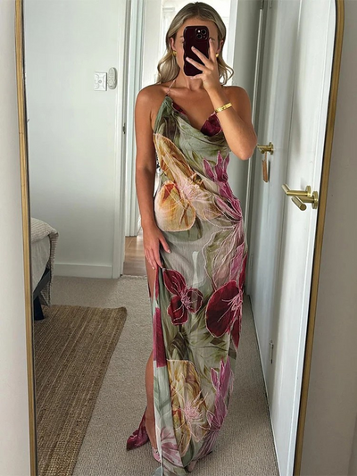 Isla™ - Rückenfreies Chiffon-Maxikleid