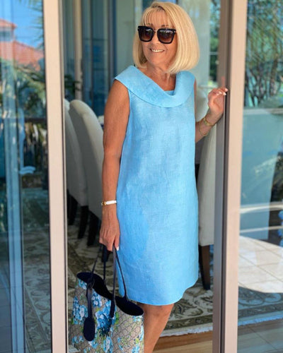 Marilène™ – Leinenkleid mit Faltenkragen