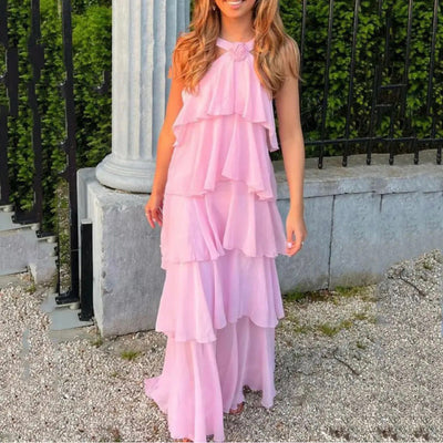 Carys™ - Neckholder-Maxikleid mit mehrlagigen Rüschen