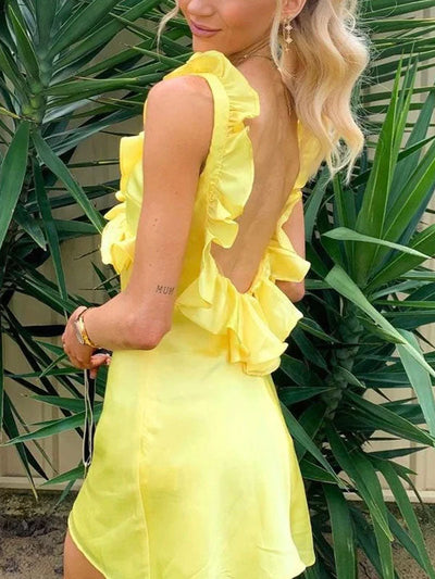 Ayhan™ - Gelbes Rüschenkleid
