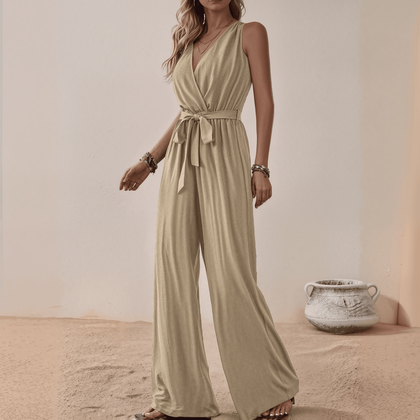 Solène™ - Leichter Sommer-Jumpsuit mit Bindegürtel