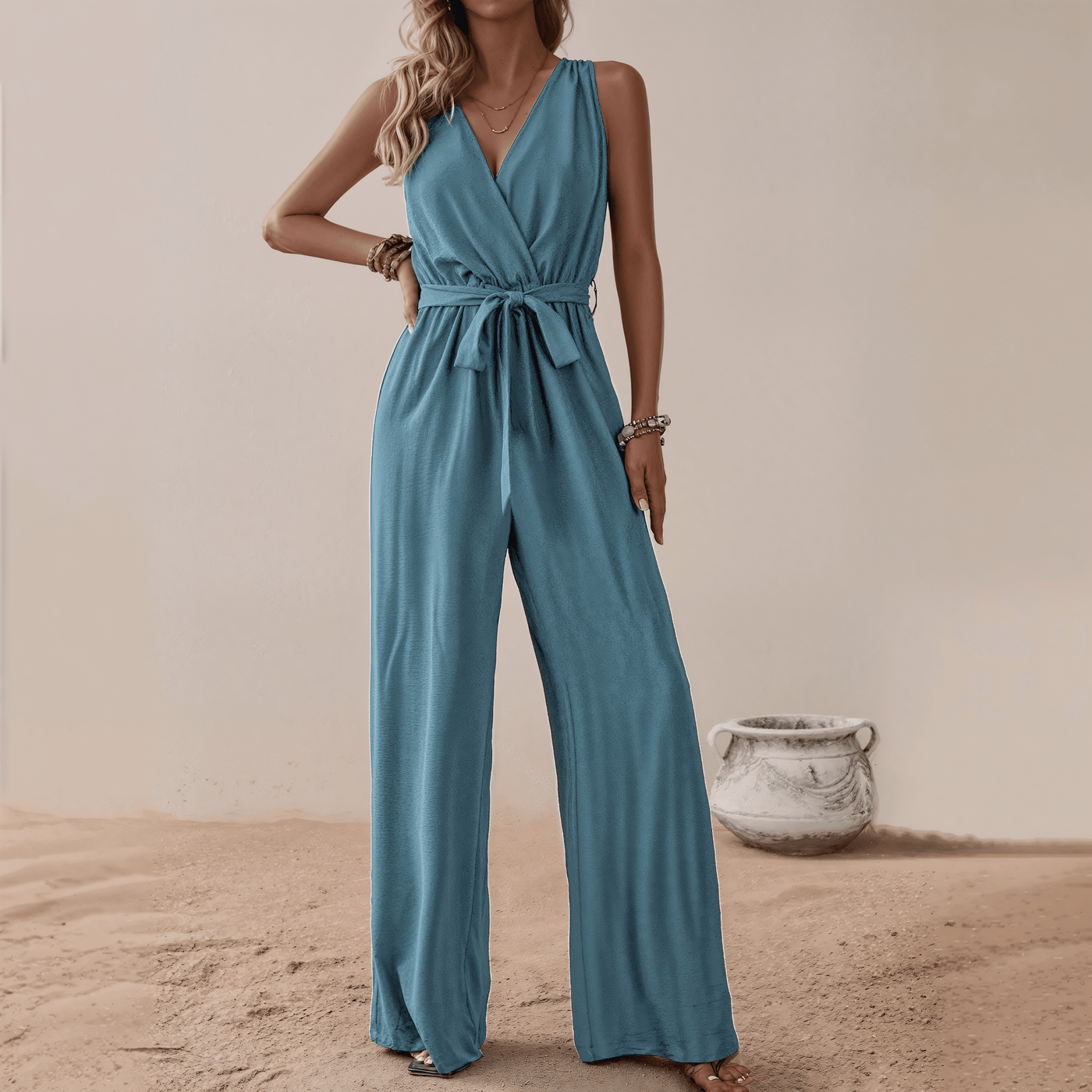 Solène™ - Leichter Sommer-Jumpsuit mit Bindegürtel