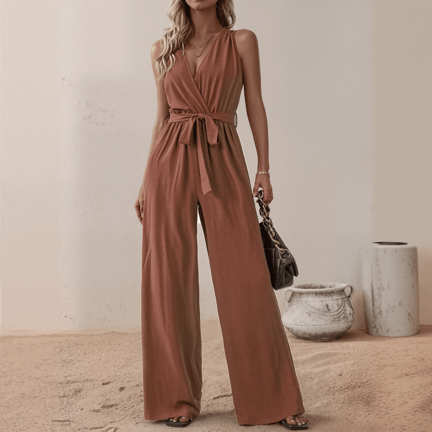 Solène™ - Leichter Sommer-Jumpsuit mit Bindegürtel