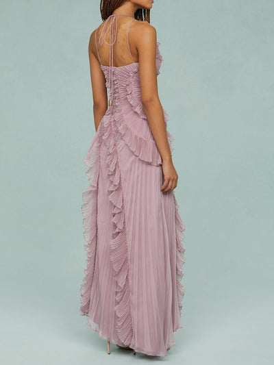 Liora™ - Rosé Rüschenkleid Eleganz