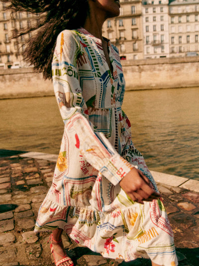 Elina™ - Leinen Sommer Print Kleid