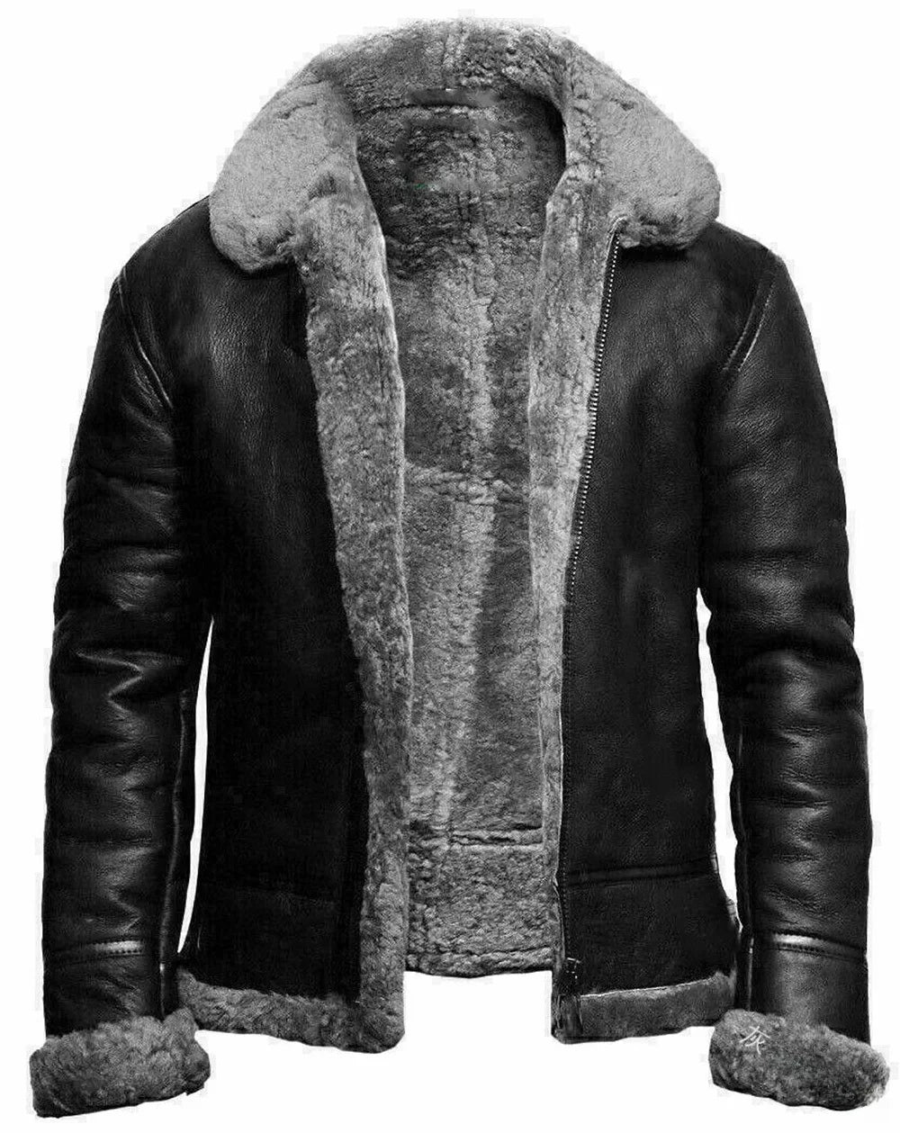 Roland™ - Grau-Schwarz Lederjacke