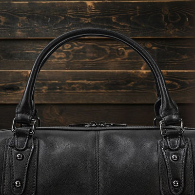 Schwarze Leder-Handtasche | AALBORG
