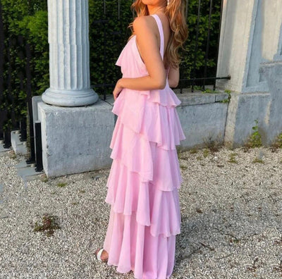 Carys™ - Neckholder-Maxikleid mit mehrlagigen Rüschen