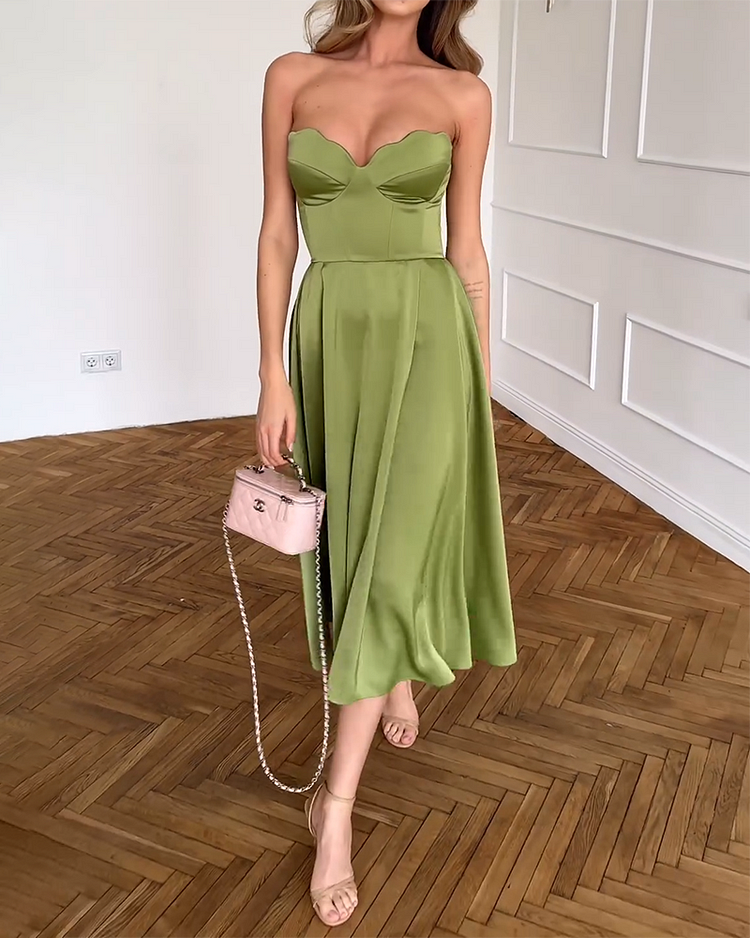 Malea™ - Schickes trägerloses Midikleid