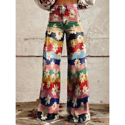 Katherine™ - Retro Blumen Weite Hose