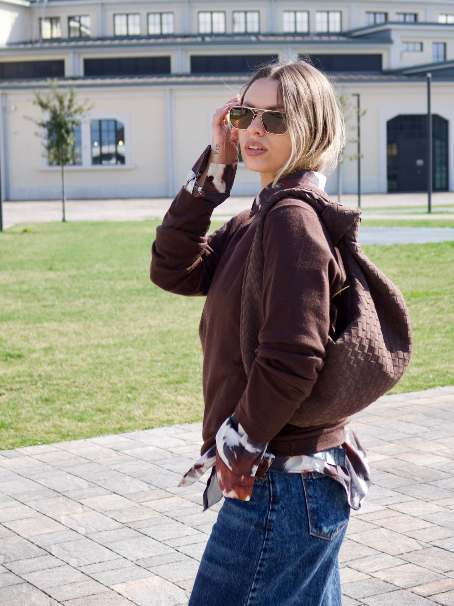 Elisa™ - Geknotete geflochtene mittlere Wildledertasche