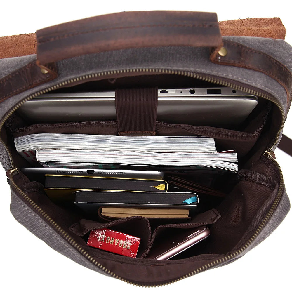 Harlan | Fashion Canvas Leder Schulranzen