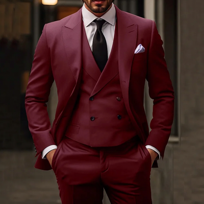 Luxuriöser 3-teiliger Herrenanzug mit Blazer, Weste und Hose