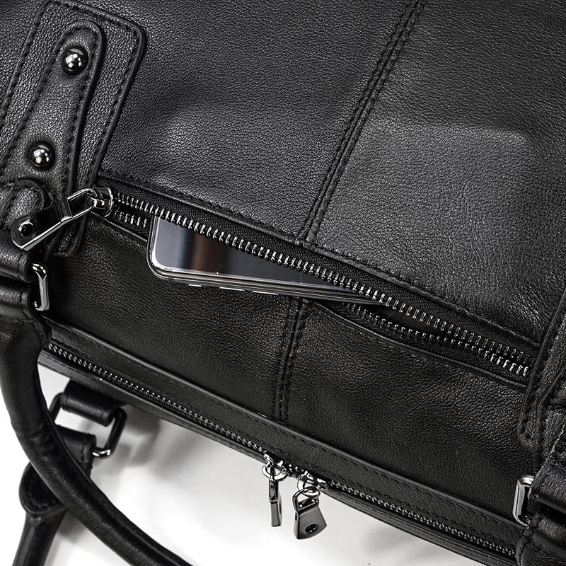 Schwarze Leder-Handtasche | AALBORG