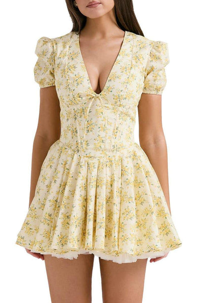 Malea™ - Floral Puffärmliges Minikleid