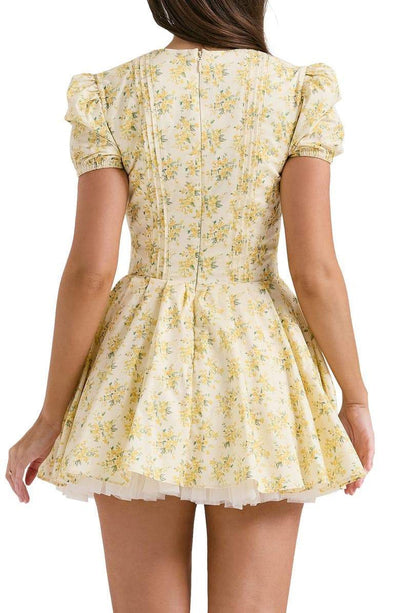 Malea™ - Floral Puffärmliges Minikleid