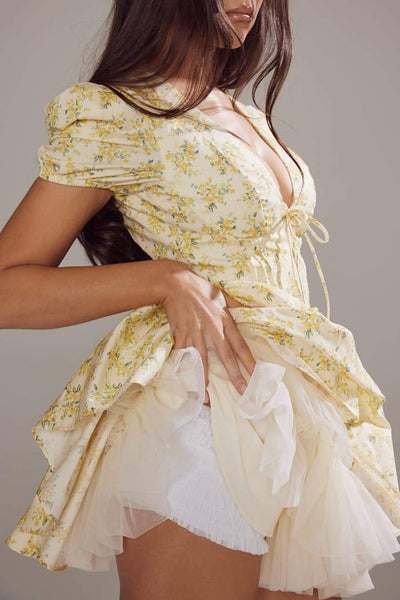 Malea™ - Floral Puffärmliges Minikleid