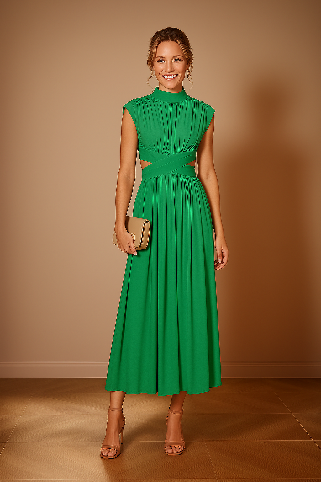 Diana™ - Plisseekleid mit hohem Kragen