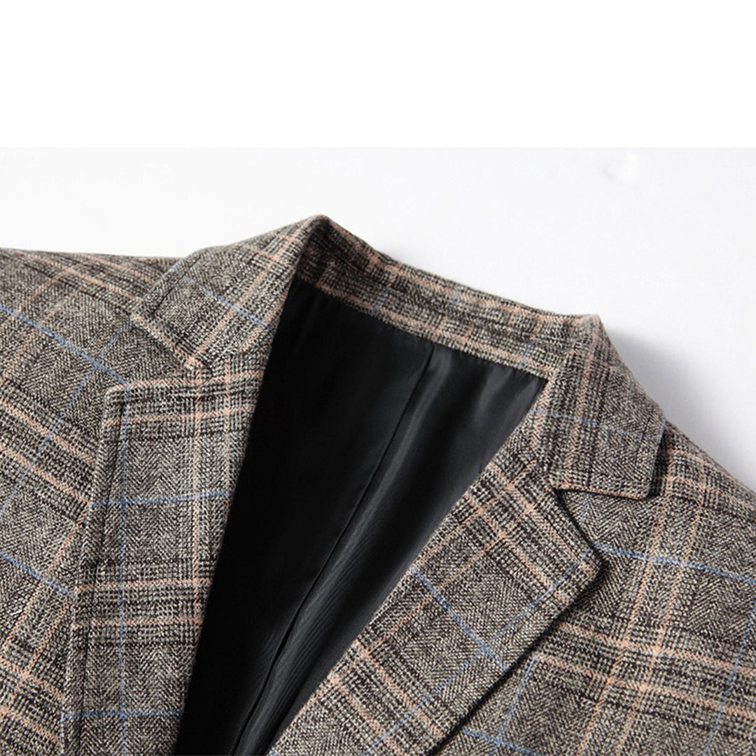 Herren - Klassischer karierter Vintage-Blazer mit Knopfverschluss für Herren