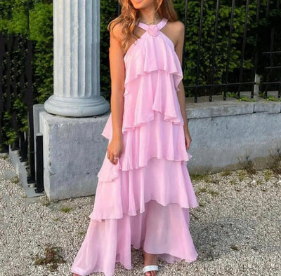 Carys™ - Neckholder-Maxikleid mit mehrlagigen Rüschen
