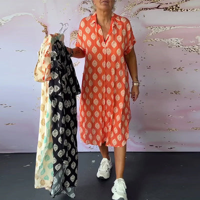 Liora™ - Lockeres Sommerkleid mit Reverskragen und kurzen Ärmeln