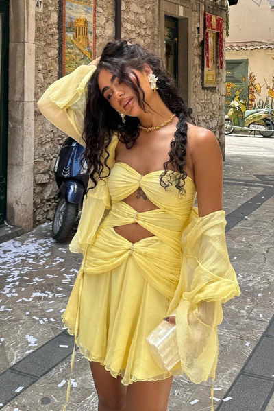 Lea™ - Goldene Ringe Minikleid