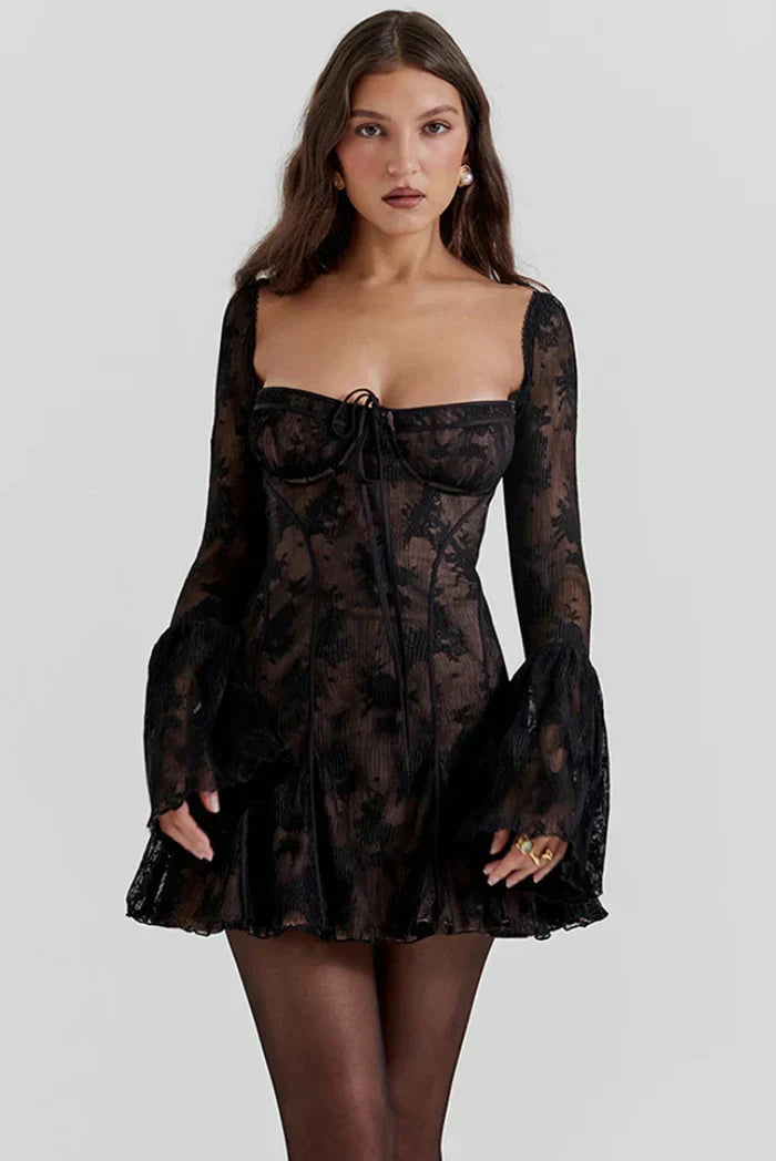 Amelie™ - Langärmeliges Minikleid aus Spitze