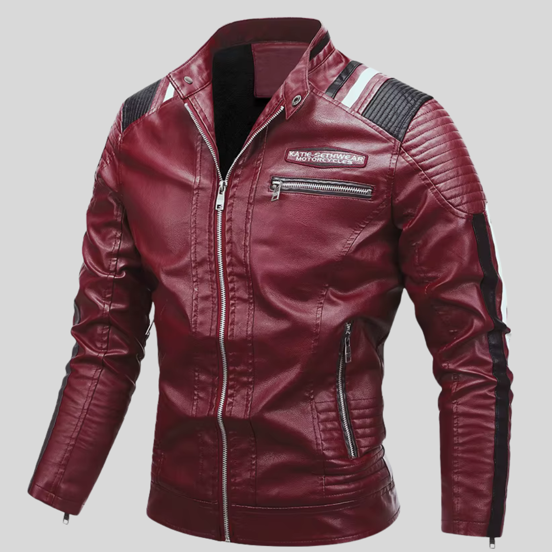 BARESI™ - BURGUNDERROTE MOTORRADJACKE
