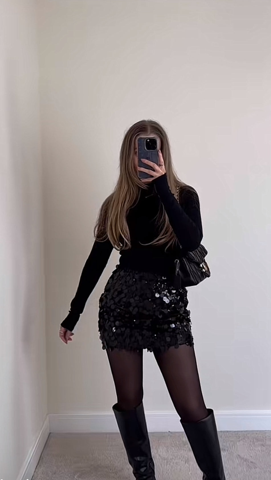 Rebecca™ - Paillettenrock Silber/Schwarz Perfekter Festtagsrock