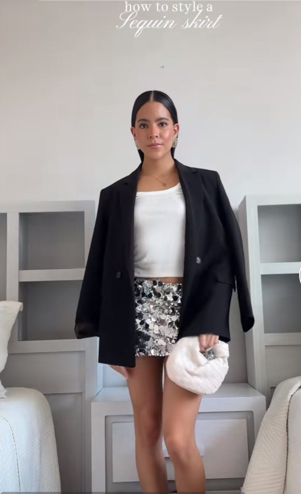 Rebecca™ - Paillettenrock Silber/Schwarz Perfekter Festtagsrock